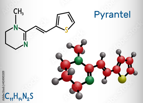 Pyrantel molecule. It is pyrimidine derivative anthelmintic antinematodal drug for treatment of intestinal nematodes such as pinworms and roundworms photo