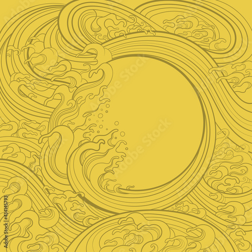 Vector illustration of a frame with waves in a traditional oriental style.