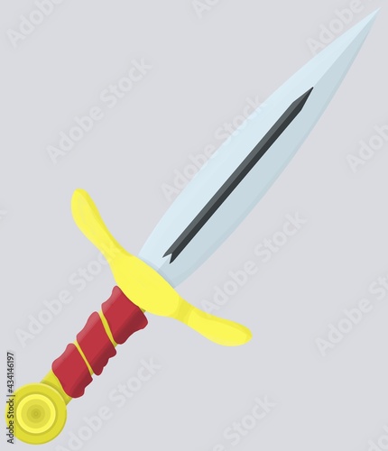 Daga brillante, amarilla con rojo.