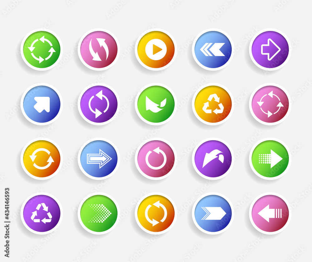 Colourful round vector arrow icons with shadow Colourful round vector arrow icons with shadow