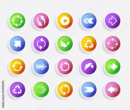 Colourful round vector arrow icons with shadow