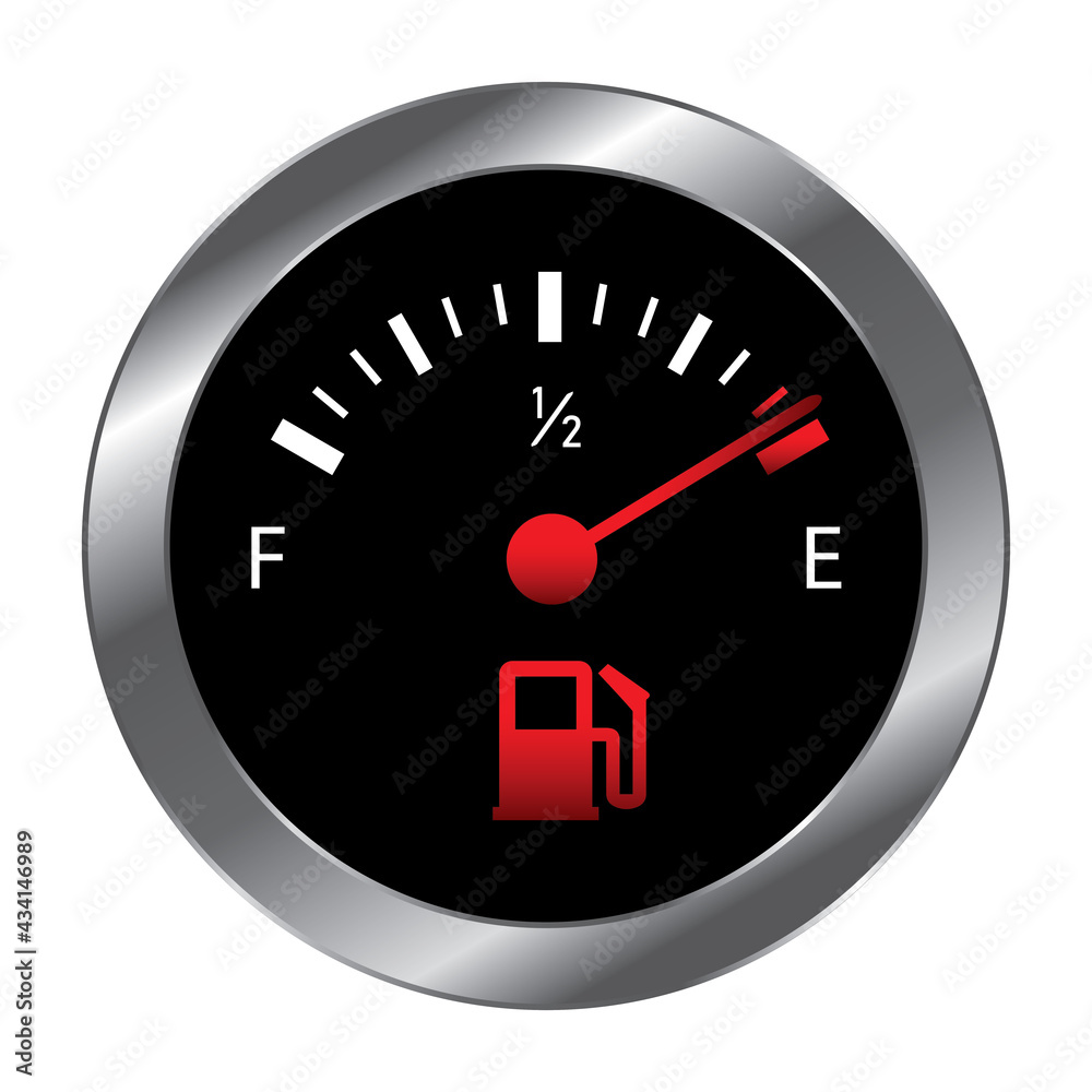 Vector Empty fuel warning light in car dashboard. Fuel pump icon. gasoline gauge dash board in car with digital warning sign of run out of fuel turn on. Low level of fuel show on speedometer dashboard Vector Empty fuel warning light in car dashboard. Fuel pump icon. gasoline gauge dash board in car with digital warning sign of run out of fuel turn on. Low level of fuel show on speedometer dashboard