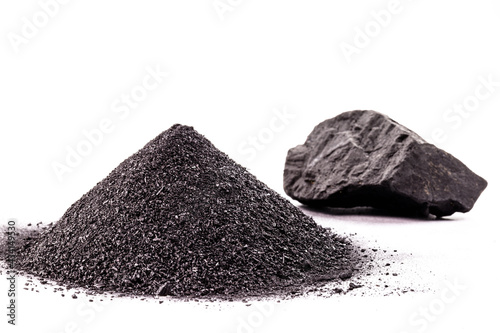 piece of wood-based charcoal, charcoal, with isolated white background