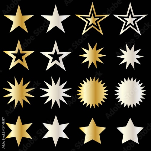 silver and gold metallic vector stars