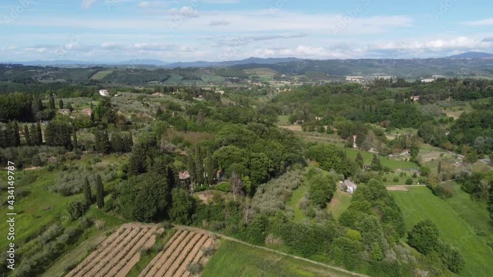 Aerial view of the beautiful Tuscan countryside during spring. Aerial view of the beautiful Tuscan countryside during spring.