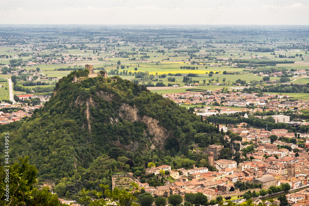 Scenic and beautiful view from the top of an hill of the landscape in Monselice
