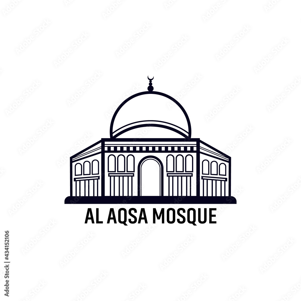 Al-Aqsa Mosque Mosque vector illustration symbol object. Flat icon style concept design
