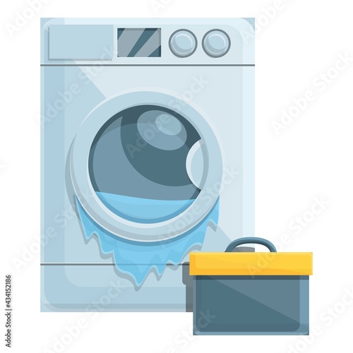 Broken washing machine repair box icon. Cartoon of Broken washing machine repair box vector icon for web design isolated on white background