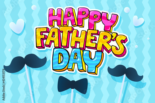 Father's day concept. Happy Fathers day message in pop art style. Vector illustration.