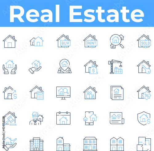 Real estate properties icon set