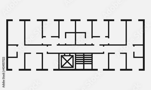 Floor plan simple flat vector icon isolated on white background.