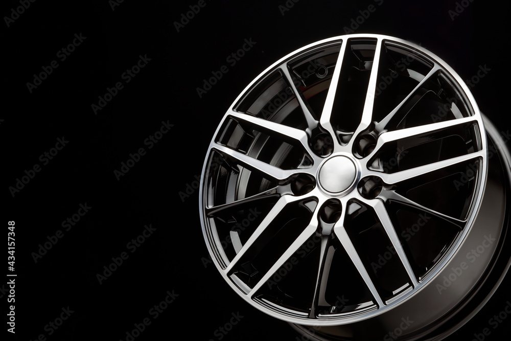 black beautiful sports alloy wheels forged copy space