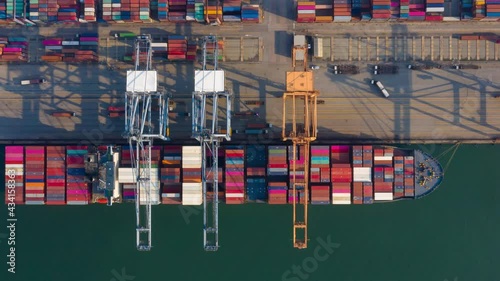 Time lapse Container , container ship in export and import business and logistics.