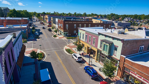 Aerial of Downtown Auburn, Indiana 2021 photo