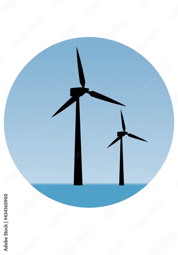 Energía eólica marina. Molinos de vientos en el mar. Energías alternativas, sostenibles y renovables Energía eólica marina. Molinos de vientos en el mar. Energías alternativas, sostenibles y renovables