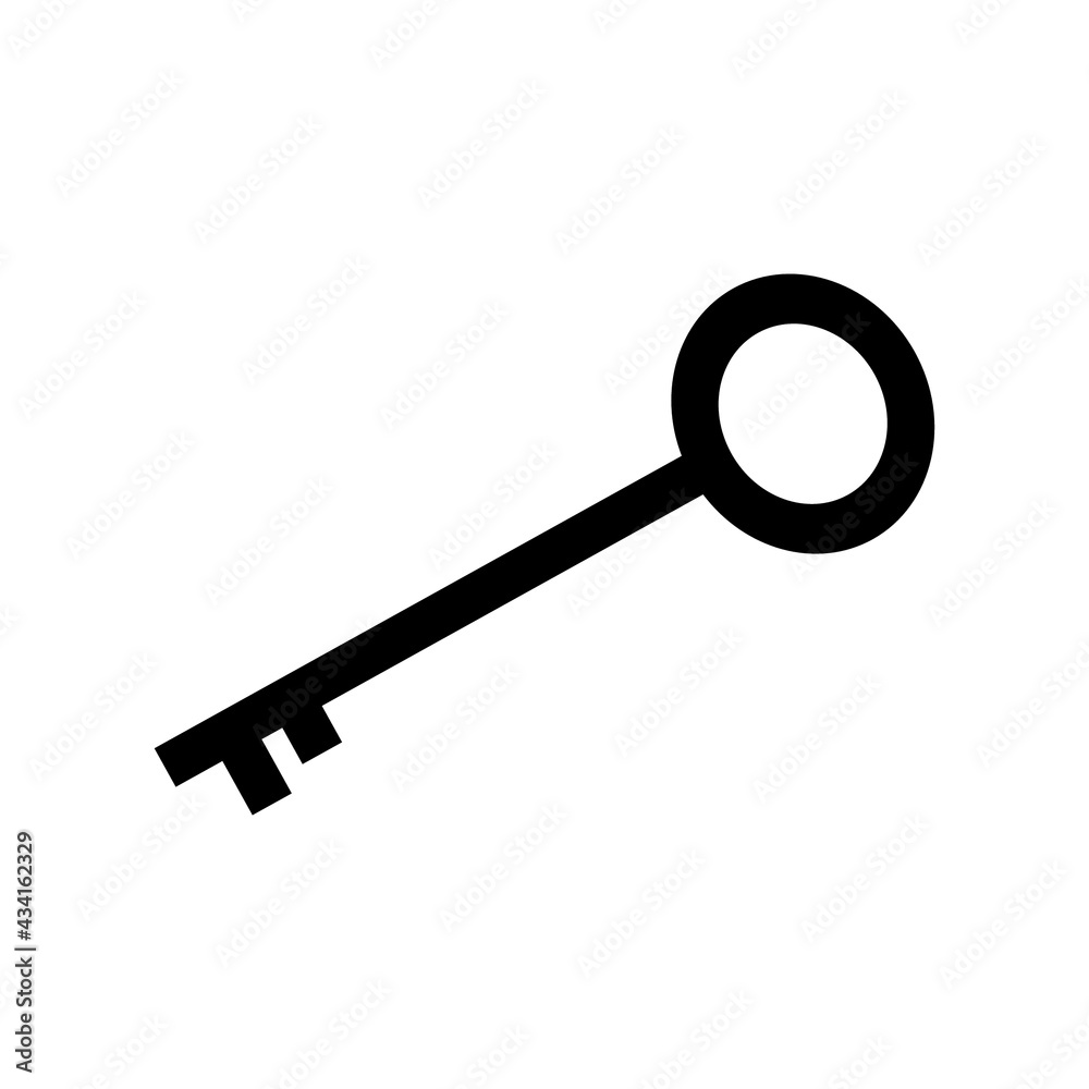 Black key symbol isolated icon on white background. Vector illustration. Black key symbol isolated icon on white background. Vector illustration.