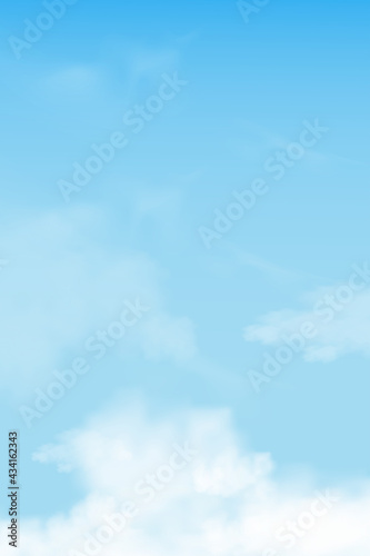 Blue sky with altostratus clouds background,Vector Cartoon sky with cirrus clouds, Concept all seasonal vertical banner in sunny day spring and summer in the morning.3DVector illustration of nature