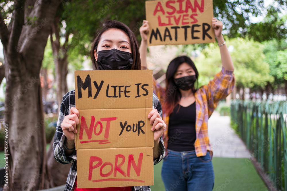 Anti Racism Mask Ethnic females in masks holding posters protesting against racism in ...