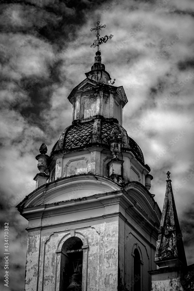 old church in black and white