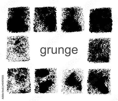 Vector grunge rectangle set. Black textured shapes on white background