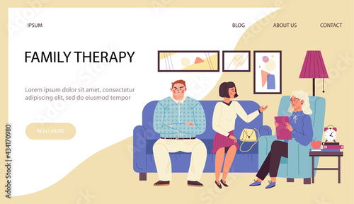 Vector web banner for family psychologist or psychotherapist