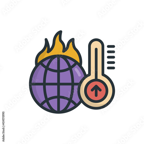 Increasing Temperature vector Filled Outline icon style illustration. EPS 10 File
