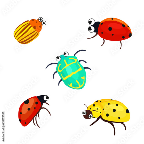 Cartoon vector bugs. Funny baby bugs. Wild forest world vector illustration. © Rata