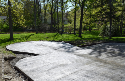 New Home House Stamped Patio Construction Concrete Cement Foundation Builders Smooth Surface