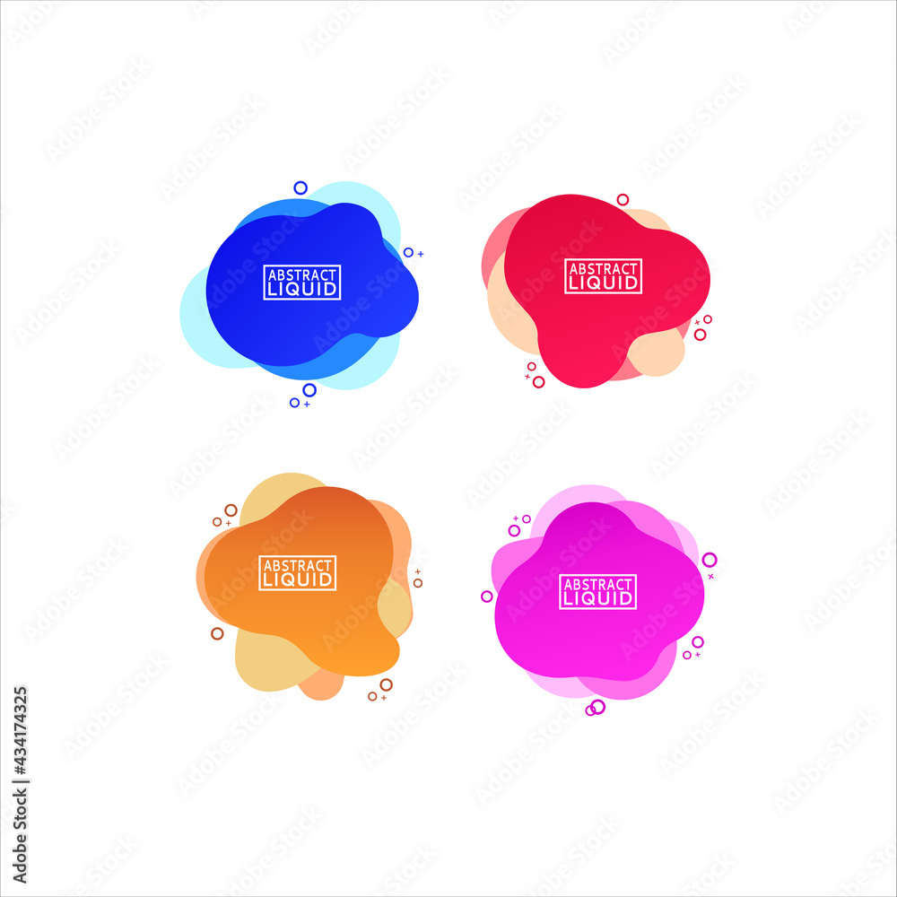 set of colorful fluid abstract geometric shapes with lines and dots for backdrops and banners.