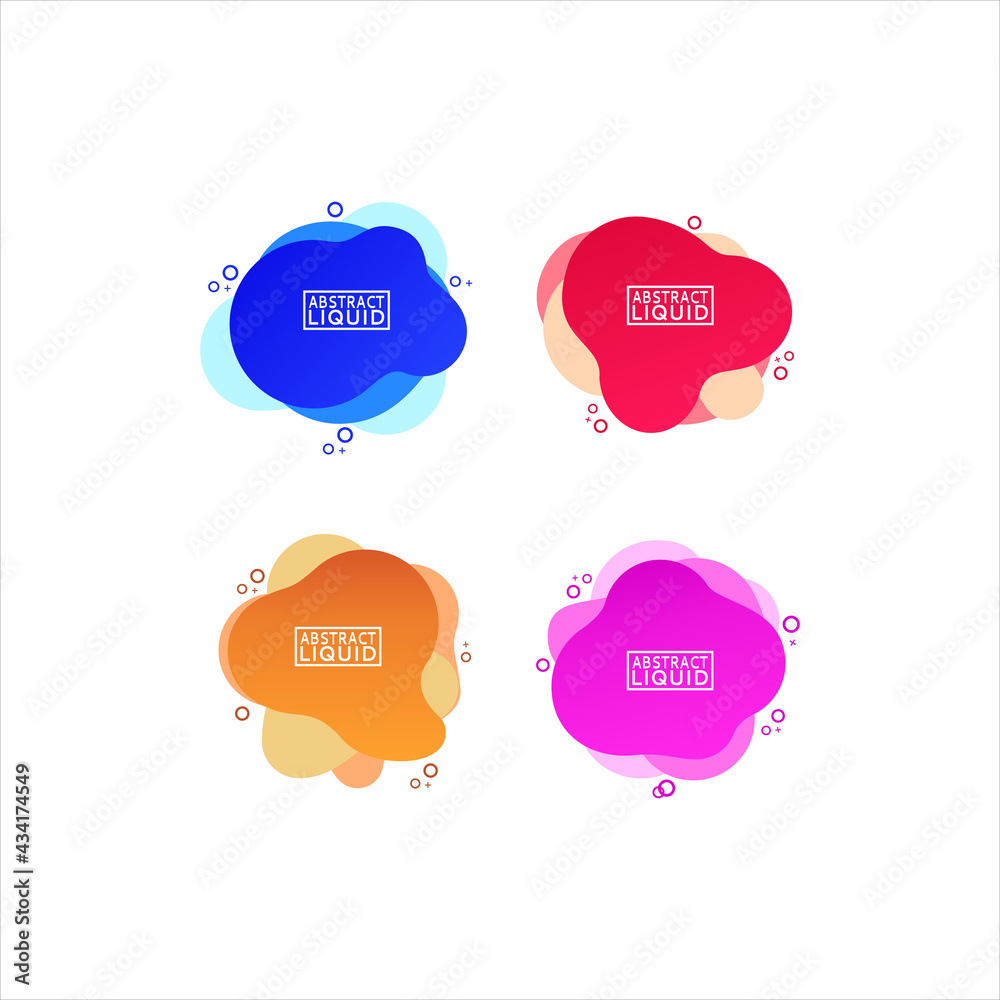 set of colorful fluid abstract geometric shapes with lines and dots for backdrops and banners.