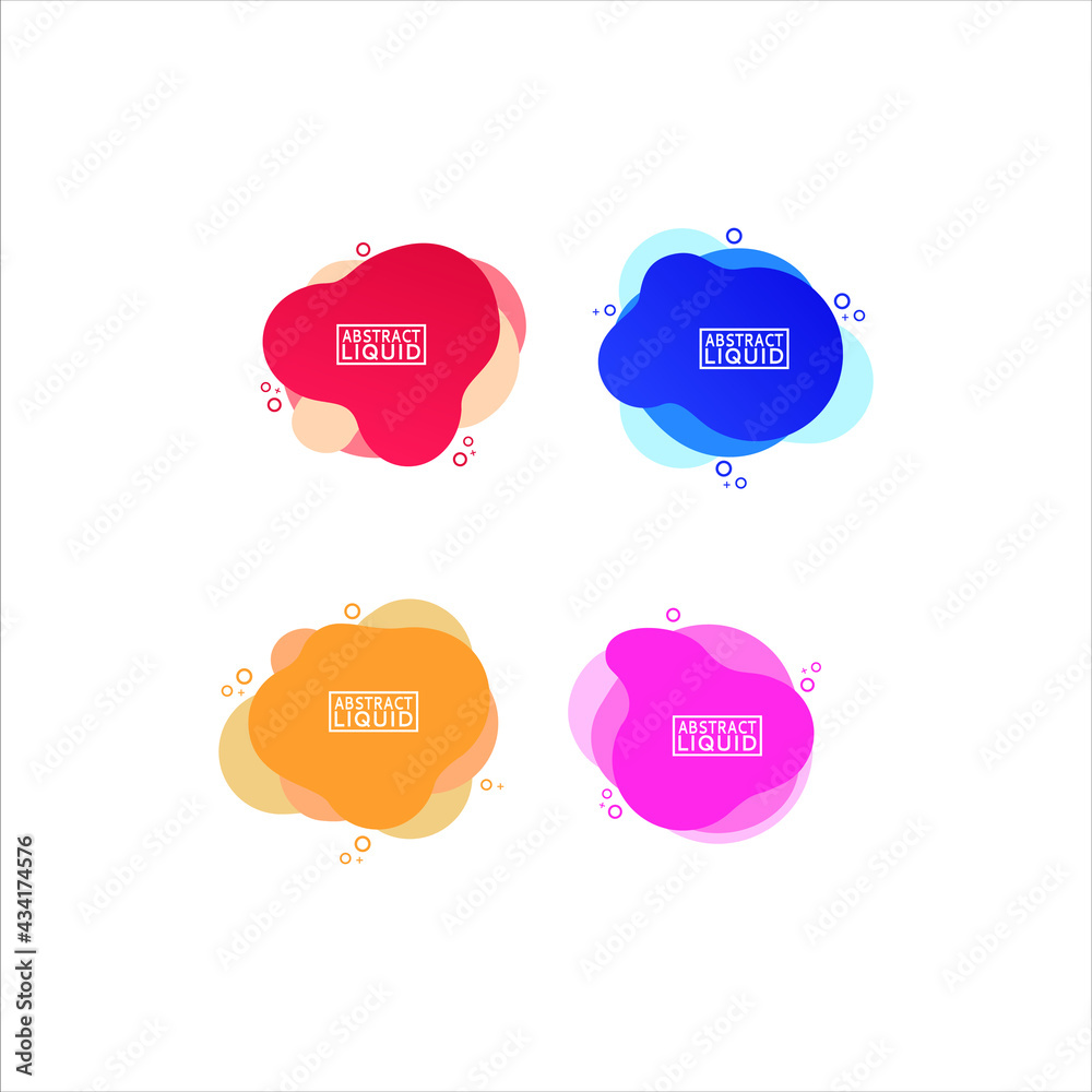 set of colorful fluid abstract geometric shapes with lines and dots for backdrops and banners.