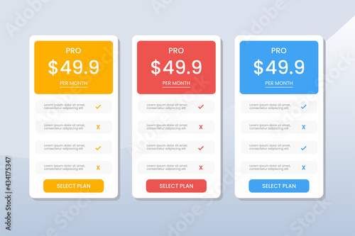 modern and professional pricing table  pricing list table template
