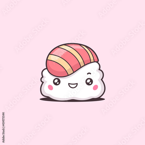 Nigiri sushi kawaii cartoon character vector illustration