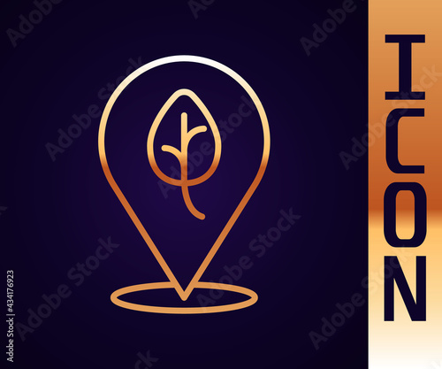 Gold line Vegan food diet icon isolated Gold line background. Organic, bio, eco symbol. Vegan, no meat, lactose free, healthy, fresh and nonviolent food. Vector