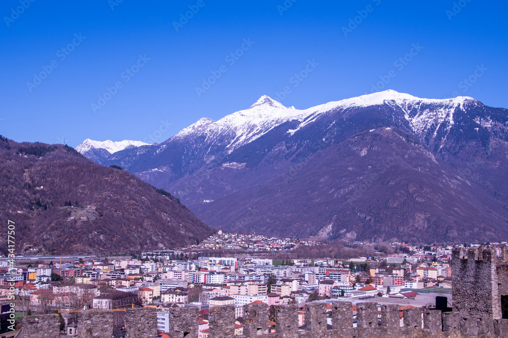View of Bellinzona in Ticino, Switzerland