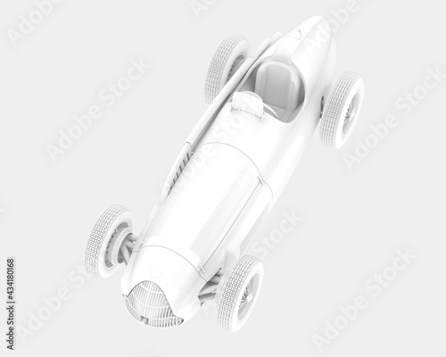 Retro race car isolated on background. 3d rendering - illustration photo