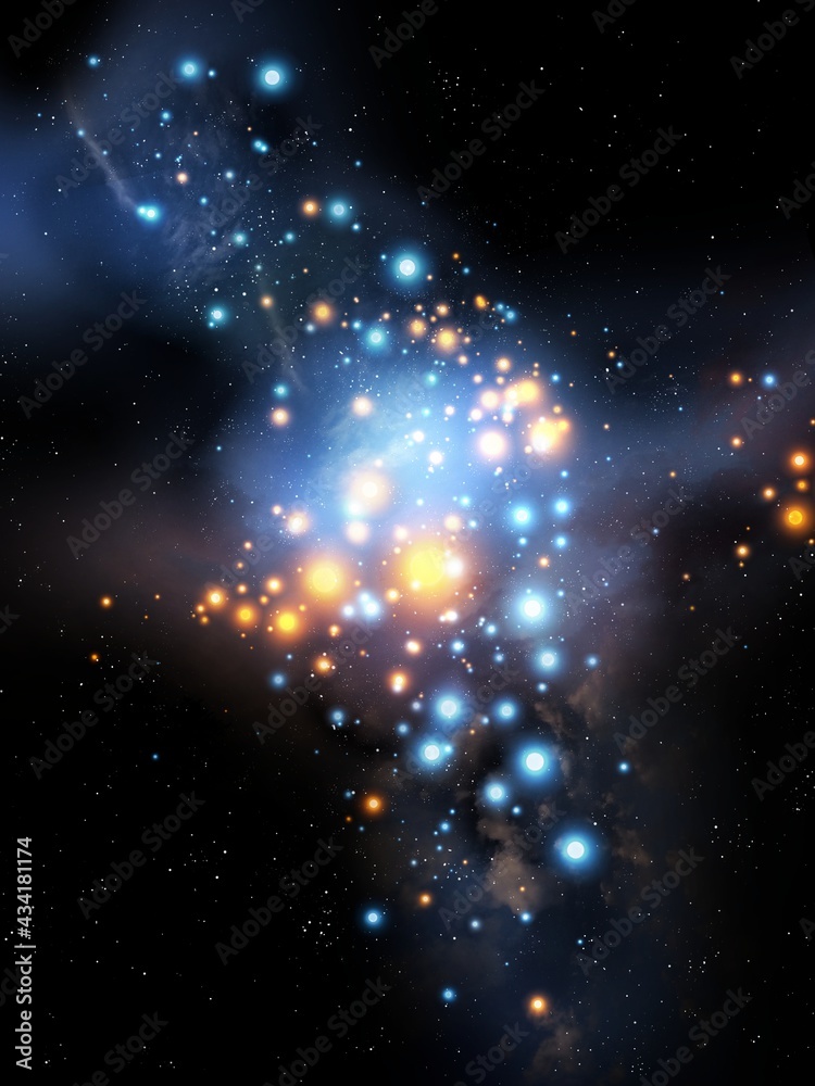 beautiful constellation, a space nebula, bright stars in the sky, alien galaxy, abstract background. 
