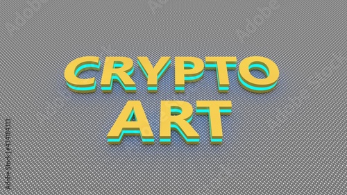 Colorful Crypto currency concept. Non Fungible Token with light on abstract background. 3d Rendering. 