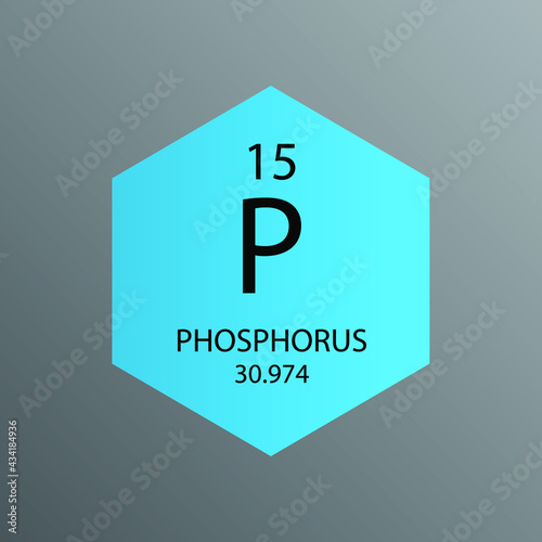 P Phosphorus Non reactive metal Chemical Element Periodic Table. Hexagon vector illustration, simple clean style Icon with molar mass and atomic number for Lab, science or chemistry education.