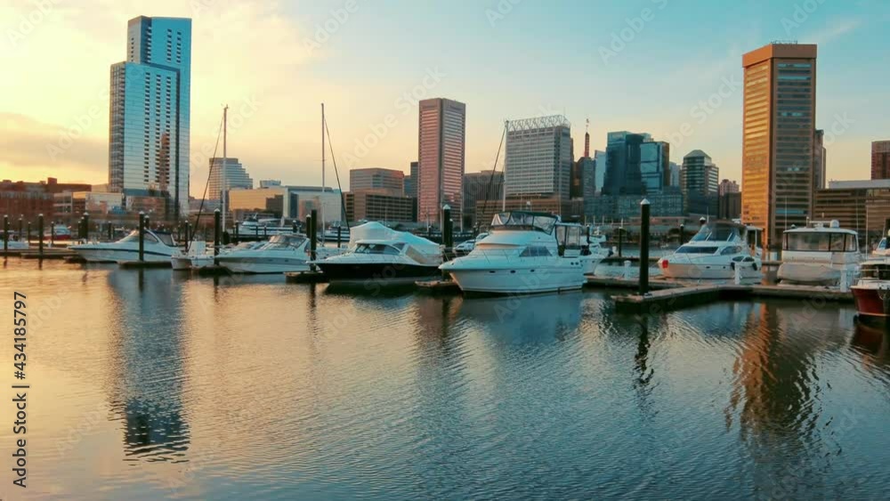 Baltimore cityscape view at waterfront in inner bay Baltimore cityscape view at waterfront in inner bay