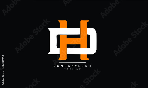DH HD  initials monogram letter text alphabet logo design
