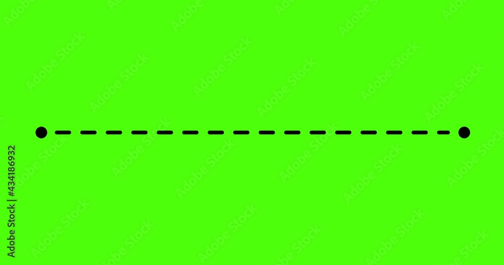 Animation of a path from one point to another. Goal concept. Dotted line. Green screen. 4K
