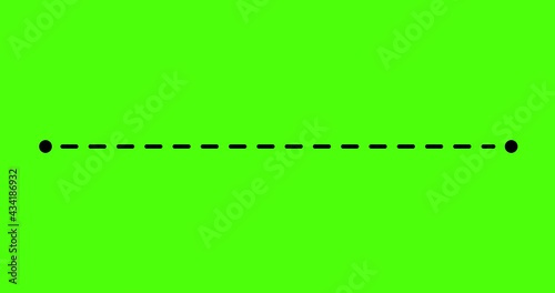 Animation of a path from one point to another. Goal concept. Dotted line. Green screen. 4K
