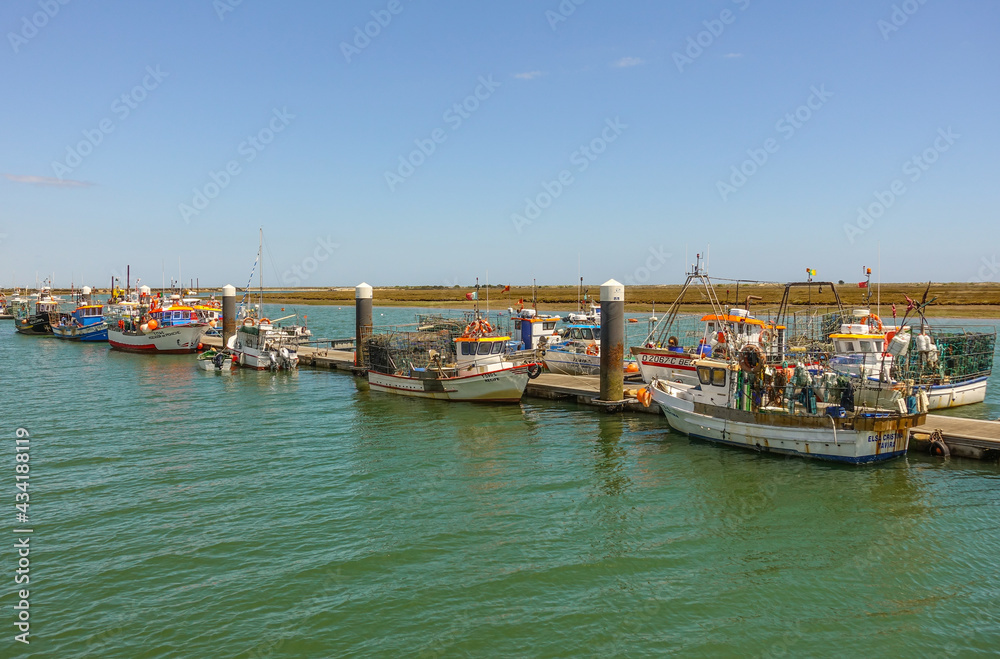 Boats in the harbour of St. Luzia, Portugal