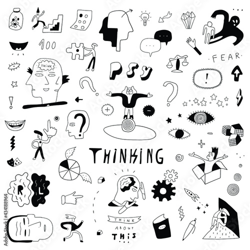 psychology thinking doodle set background