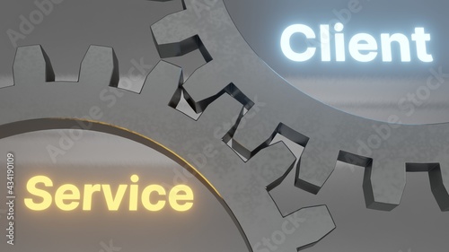user experience service client mechanism cogwheels 3d illustration