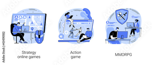 E-gaming industry abstract concept vector illustrations.
