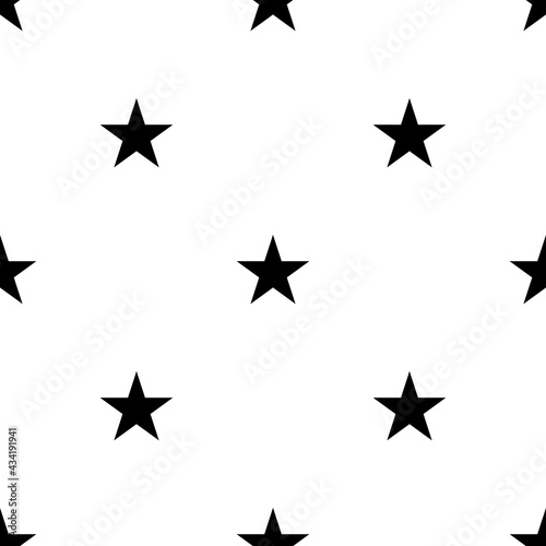 Seamless pattern background with black stars. Vector simple illustration on white background