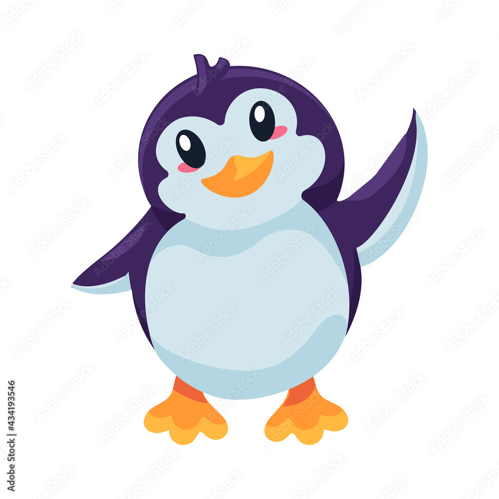 Naklejka premium Penguin antarctic bird flapping with wing vector