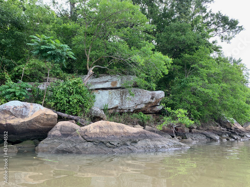 Rocky shore of Robert S Kerr Reservoir in Oklahoma